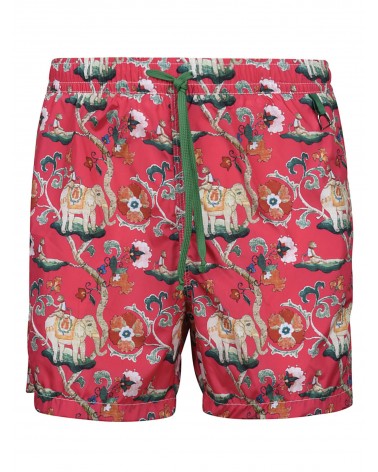 SWIM SHORTS ELEPHANT PATTERN - RED