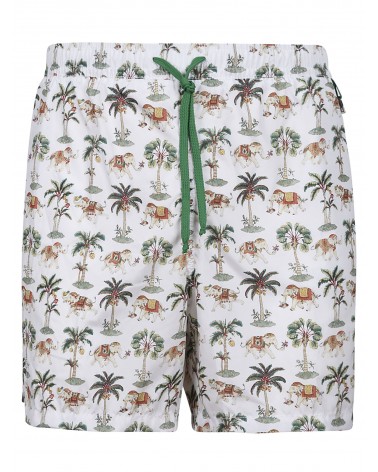 SWIM SHORTS JUNGLE PATTERN  - WHITE