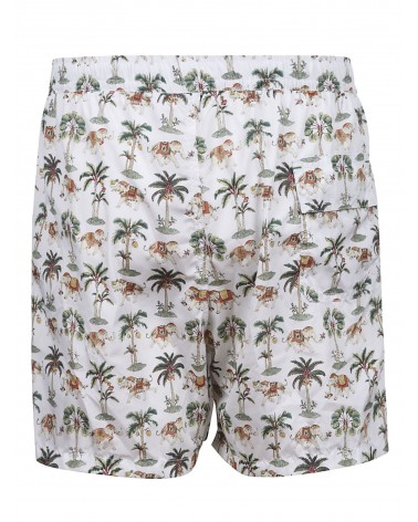 SWIM SHORTS JUNGLE PATTERN  - WHITE